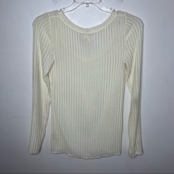 FREE PEOPLE Ribbed Long Sleeve Bone Color Blouse Top - Picture 11 of 13